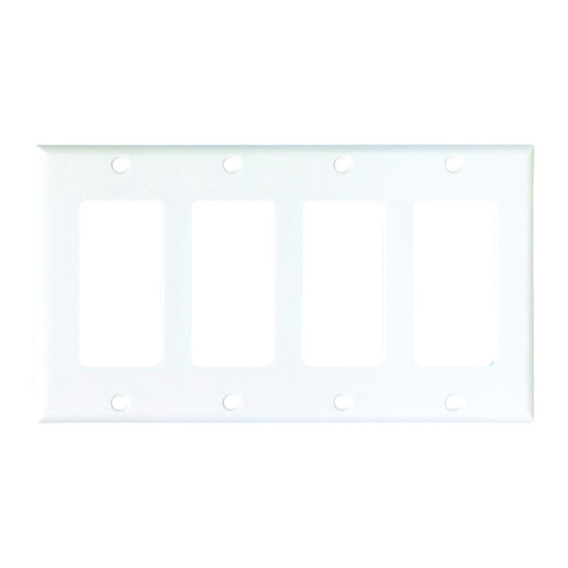 Eaton Cooper Wiring 2164W-BOX Wallplate, 4-1/2 in L, 8.19 in W, 4 -Gang, Thermoset, White, High-Gloss White