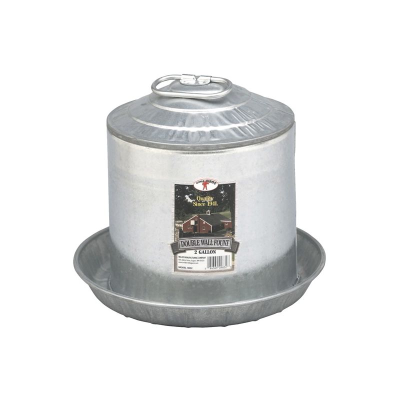 Little Giant 9832 Poultry Fount, 2 gal Capacity, Galvanized Steel, Floor, Ground Mounting 2 Gal (Pack of 4)