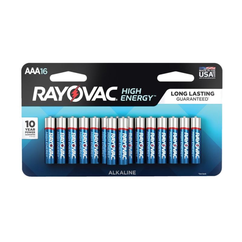 Rayovac 824-16LTK Battery, 1.5 V Battery, AAA Battery, Alkaline, Blue/Silver Blue/Silver