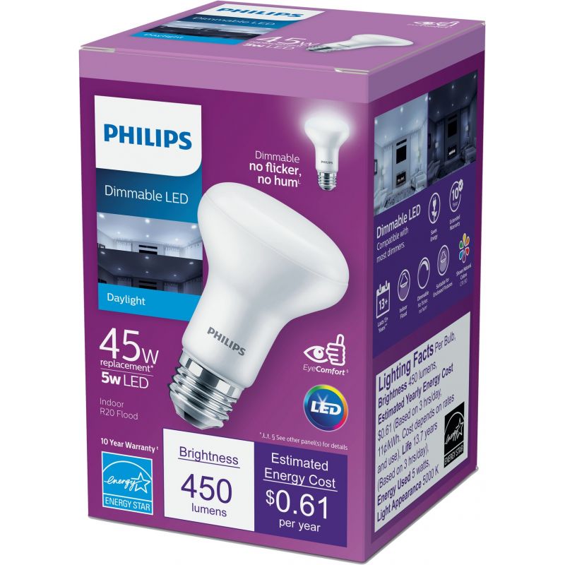 Philips R20 Medium Dimmable LED Floodlight Light Bulb