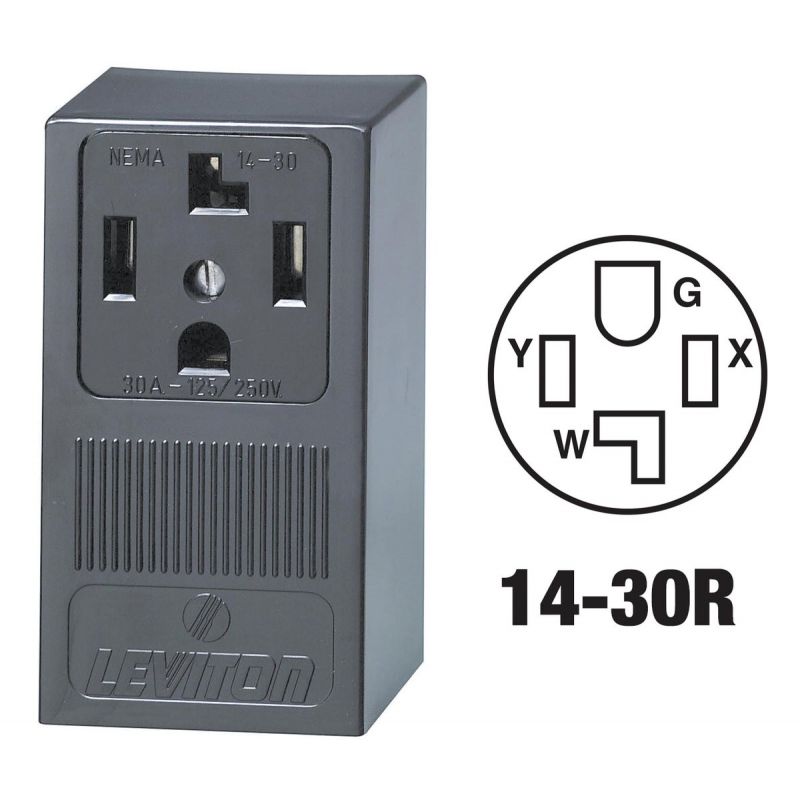 Leviton 4-Wire Dryer Power Outlet Black, 30