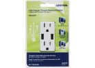 Leviton Decora 2-Port USB Charging Outlet With Tamper Resistant Duplex Outlet White, 3.6A/15A