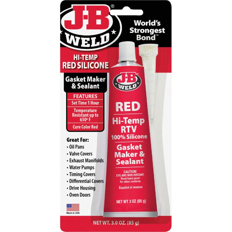 J-B Weld Red Hi-Temp RTV Silicone Gasket &amp; Sealant 3 Oz., Red