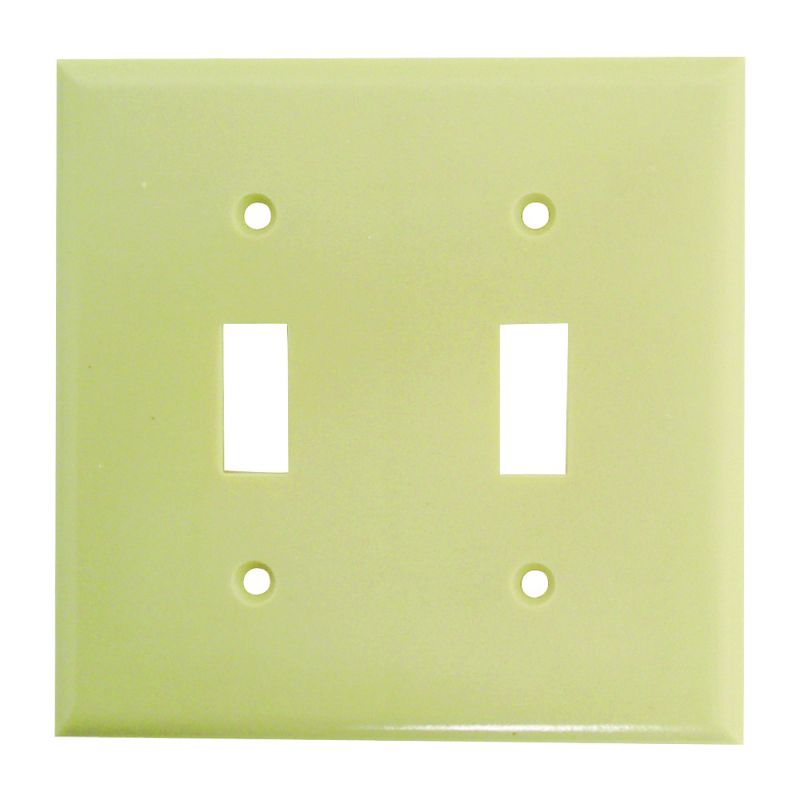 Eaton Wiring Devices 2139V-BOX Wallplate, 4-1/2 in L, 4-9/16 in W, 2 -Gang, Thermoset, Ivory, High-Gloss Ivory
