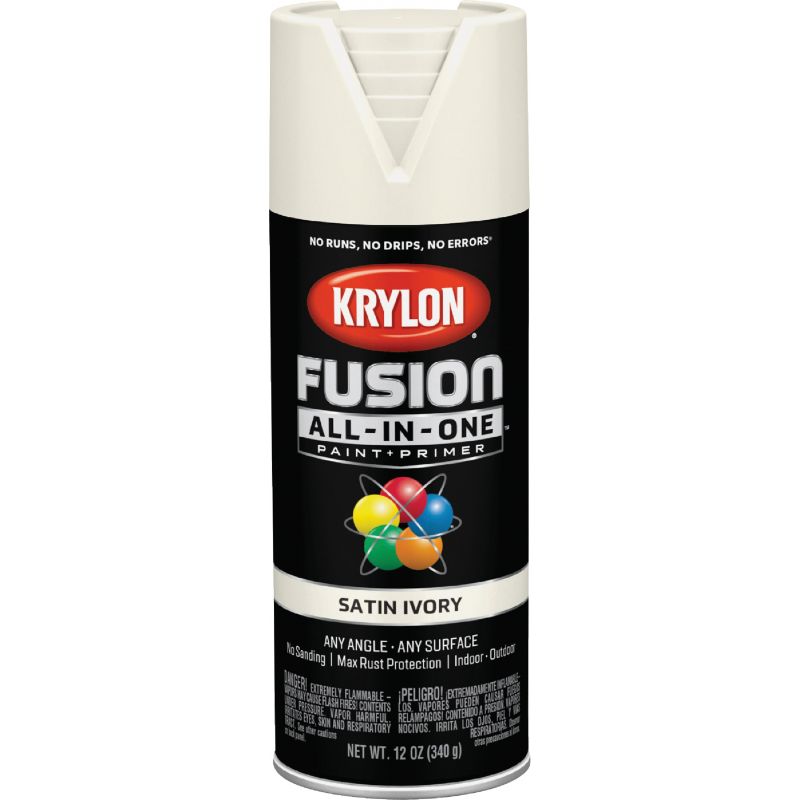 Krylon Fusion All-In-One Spray Paint &amp; Primer Ivory, 12 Oz.