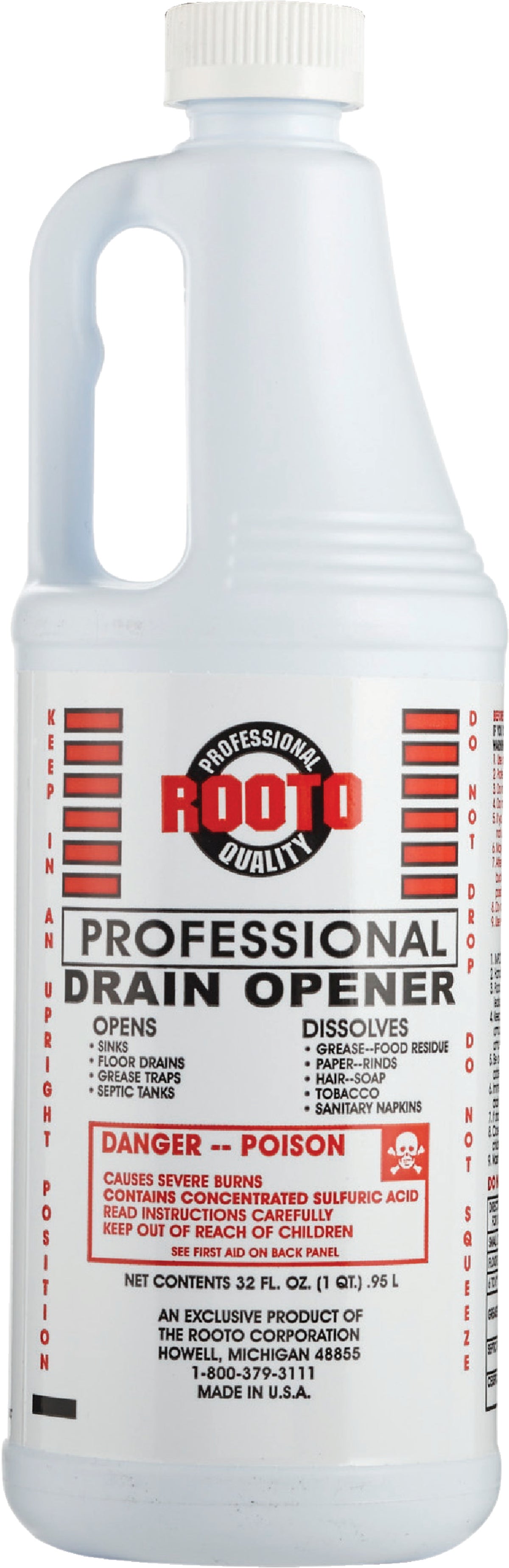 Hot Power Professional Use Sulfuric Acid Drain Cleaner, 1 Gallon