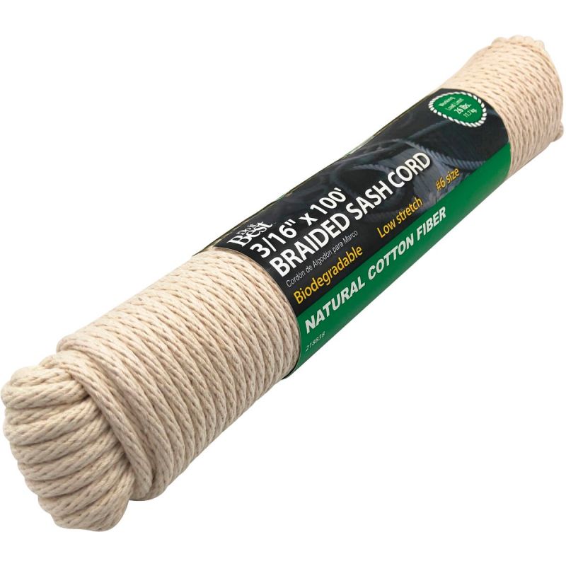 Do it Best Solid Braided Cotton Sash Cord White