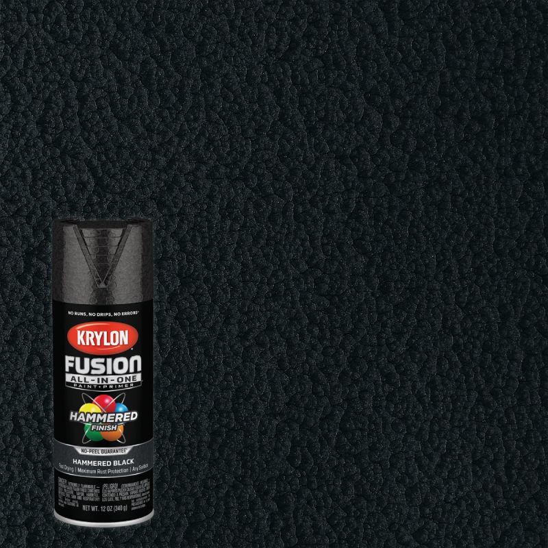 Krylon Fusion All-In-One Spray Paint &amp; Primer Hammered Black, 12 Oz.