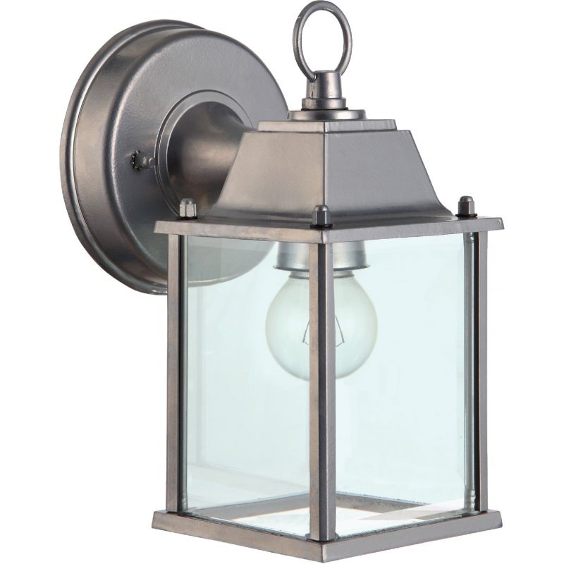 Home Impressions Incandescent Lantern Outdoor Wall Light Fixture 4-1/2&quot; W X 8-1/4&quot; H X 6&quot; D, Brushed Nickel