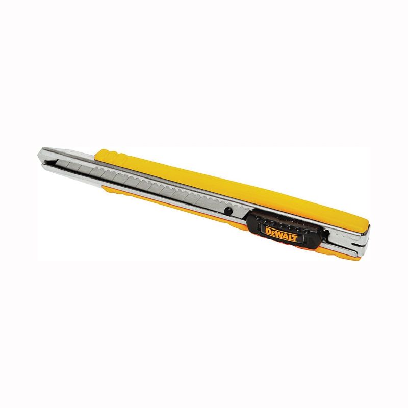 DeWALT DWHT10037 Utility Knife, 3-1/4 in L Blade, 9 mm W Blade, Metal Blade, Ribbed Handle, Black/Yellow Handle 3-1/4 In
