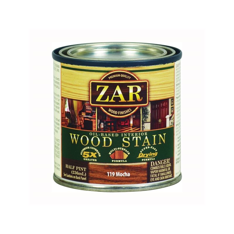 ZAR 11906 Wood Stain, Mocha, Liquid, 0.5 pt, Can Mocha
