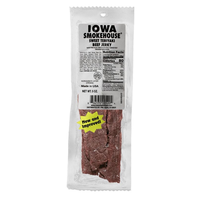 Iowa Smokehouse IS-5JST Beef Jerky, Sweet Teriyaki, 5 oz, 12/CS