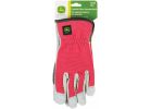 John Deere Women&#039;s Leather Work Glove S/M, Pink &amp; Gray