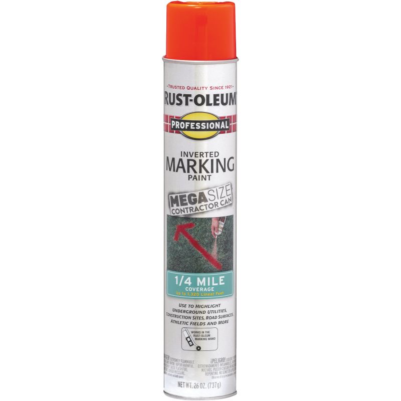 Rust-Oleum Professional Marking Inverted Spray Paint 26 Oz., Fluorescent Red Orange