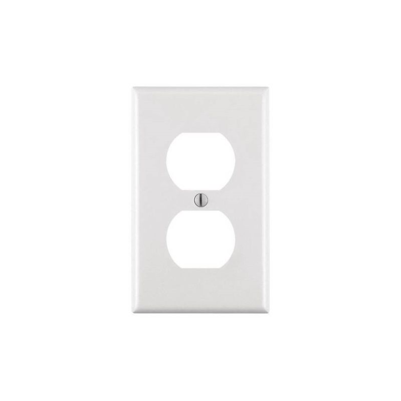 Leviton M24-88003-WMP Receptacle Wallplate, 4-1/2 in L, 2-3/4 in W, 1 -Gang, Plastic, White, Smooth White