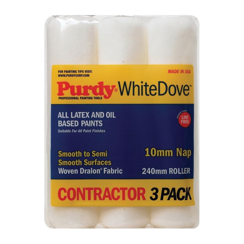 Purdy White Dove 13A863M00 Replacement Roller Cover, 3/8 in Thick Nap, 9-1/2 in L, Woven Dralon Fabric Cover