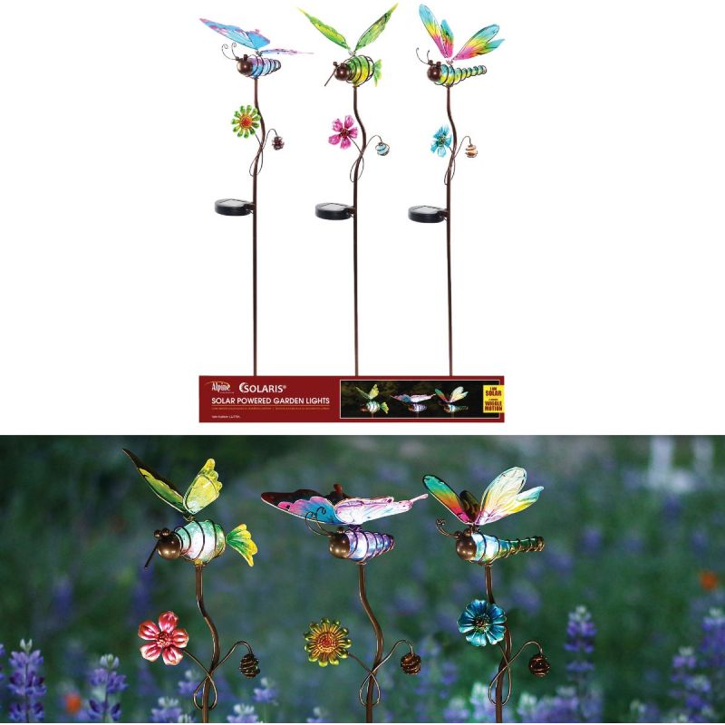 Alpine Solaris Insect Solar Stake Light Assorted (Pack of 9)
