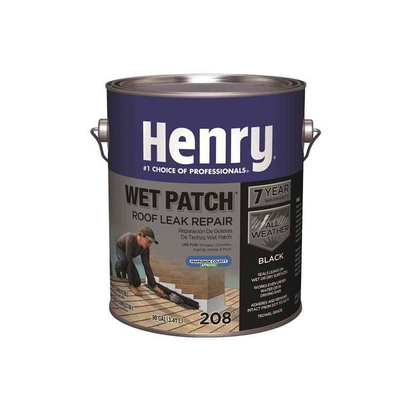 Henry Wet Patch 208R Series HE208042 Roof Cement, Black, Liquid, 1 gal Can Black