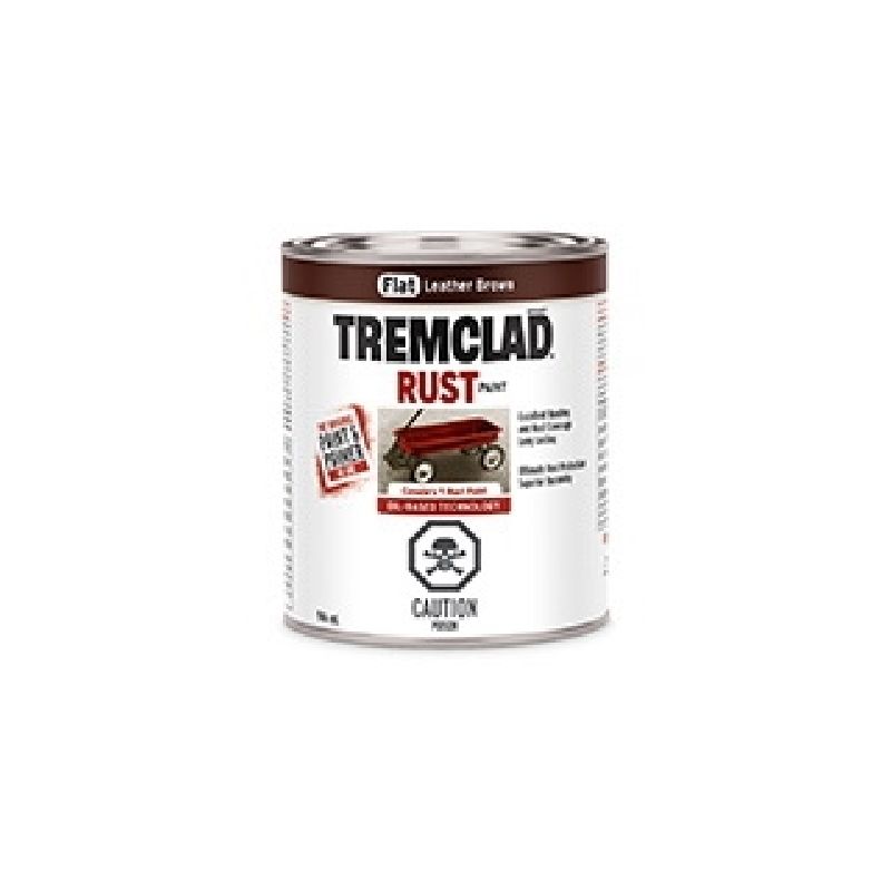 Tremclad 254919 Rust Preventative Paint, Oil, Flat, Leather Brown, 946 mL, Can, 66 to 110 sq-ft Coverage Area Leather Brown