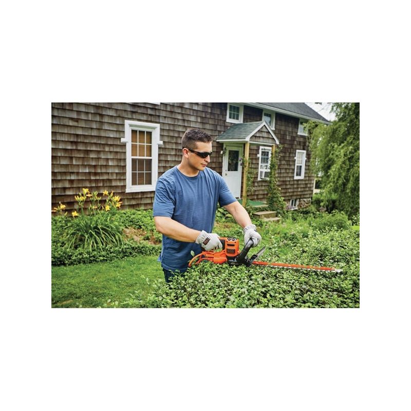 Black+Decker BEHTS300 Electric Hedge Trimmer, 3.8 A, 120 V, 3/4 in Cutting Capacity, 20 in Blade, Orange Orange