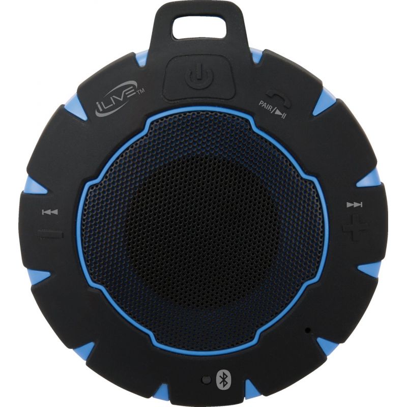 iLive Floating Wireless Bluetooth Speaker Black W/Blue Accents