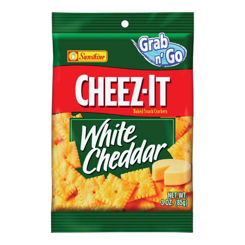 Cheez-It CHEEZITWC6 Baked Snack Crackers, White Cheddar, 3 oz, Bag