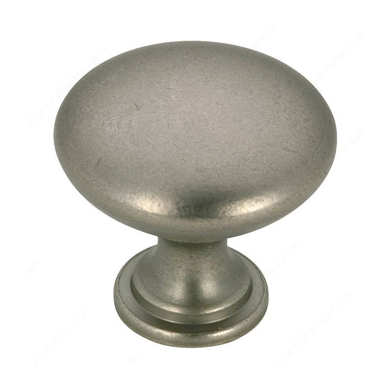Richelieu BP9041142 Cabinet Knob, 1-3/32 in Projection, Metal, Pewter 1-3/16 In Dia, Contemporary