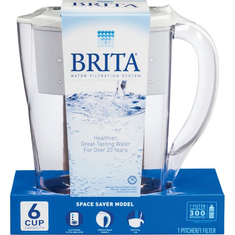 Brita Space Saver Water Filter Pitcher 6 C., White