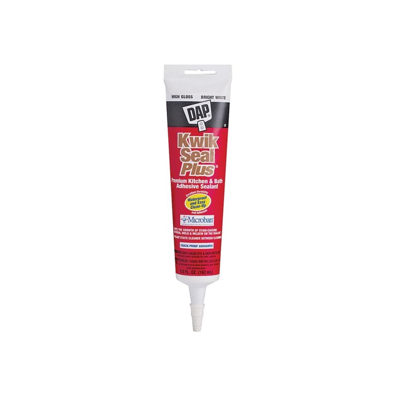 DAP 18526 Adhesive Sealant, White, 24 hr Curing, -20 to 180 deg F, 5.5 oz Tube White