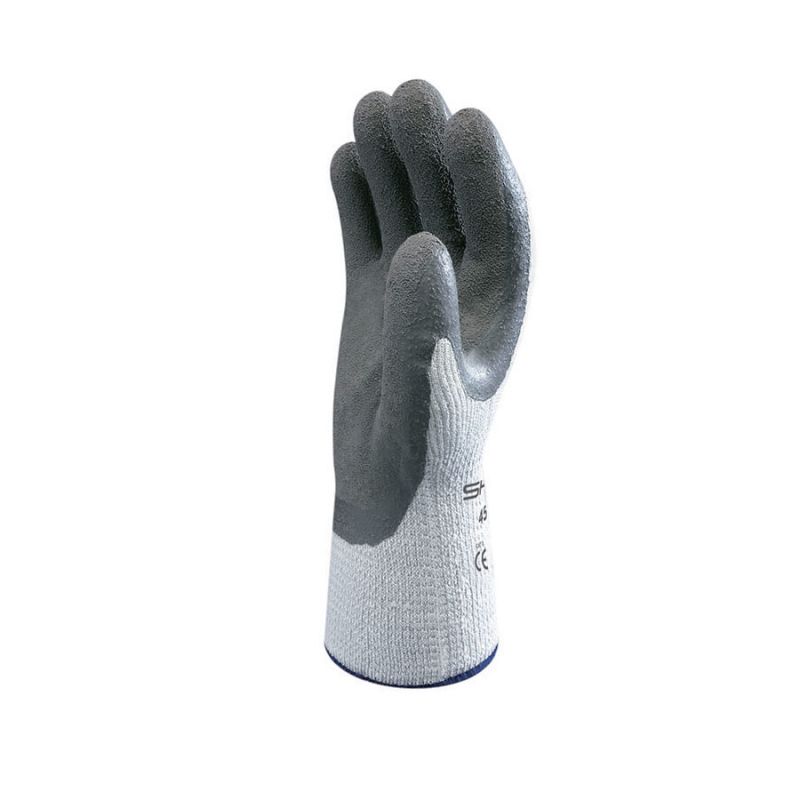 Showa 451-S Gloves, Unisex, S, 9.84 in L, Elastic Cuff, Gray/Light Gray S, Gray/Light Gray