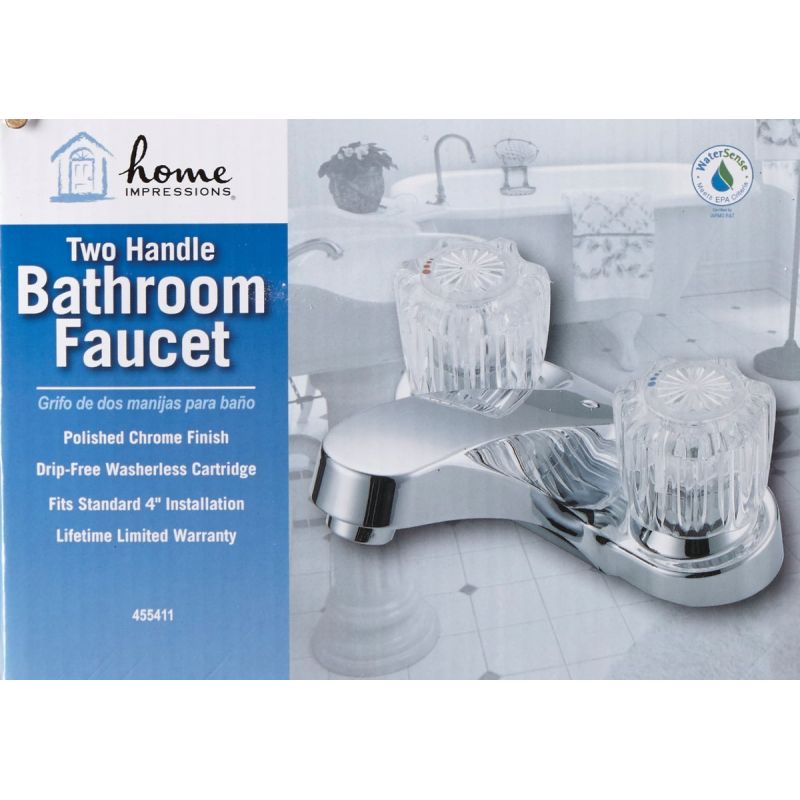 Home Impressions 2 Acrylic Handle 4 In. Centerset Bathroom Bathroom Faucet