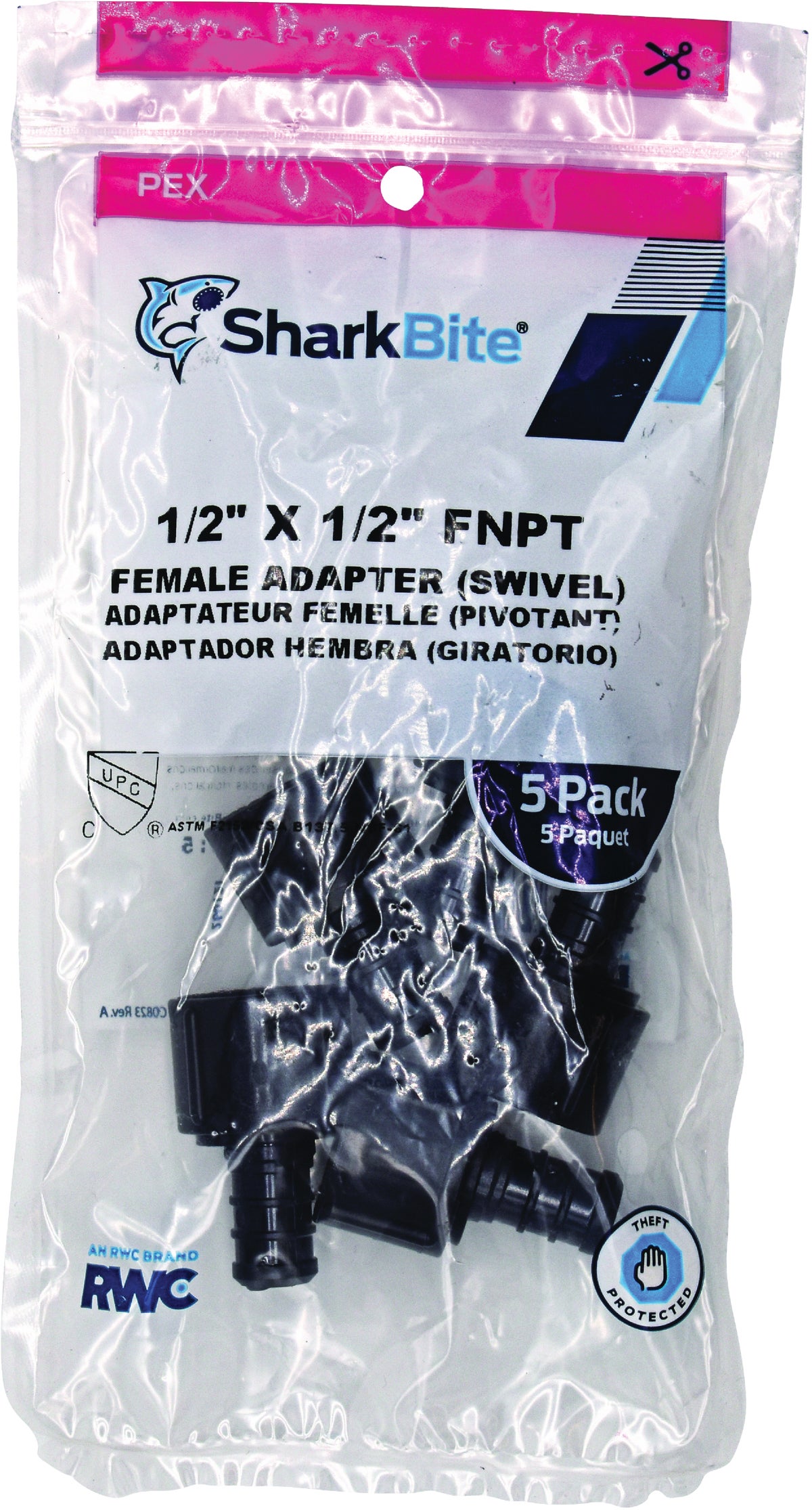 SharkBite 1/2"X1/2" FNPT female swivel adapter PEX Fittings UP526A5  PACK OF 5 
