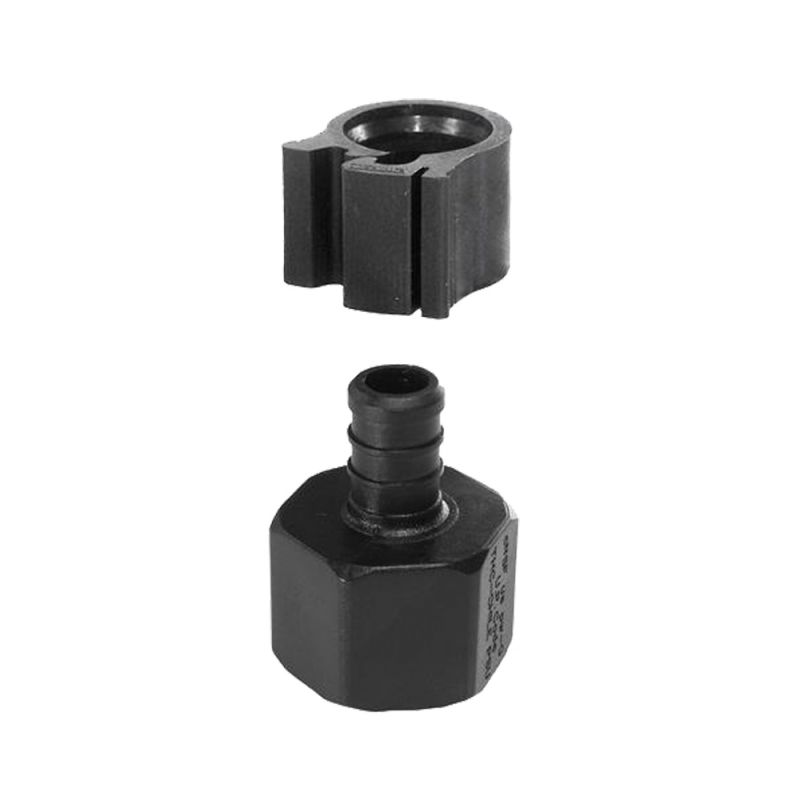 Flair-It PEXLOCK 30841 Pipe Adapter with Clamp, 1/2 in, Female, Polysulfone, Black, 100 psi Pressure Black