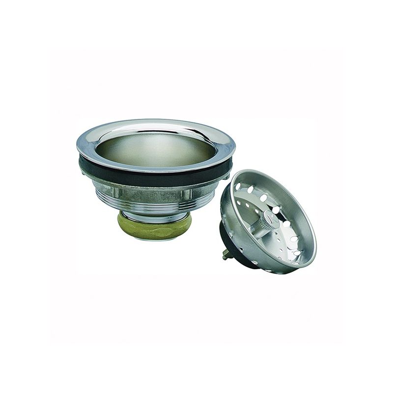Plumb Pak PP5435 Basket Strainer, Stainless Steel Basket, Chrome, For: 3-1/2 in Dia Opening Kitchen Sink