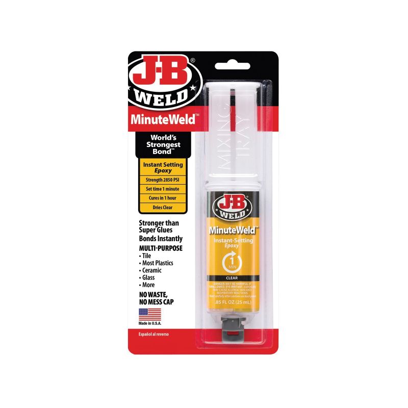 J-B Weld 50101 Epoxy Adhesive, Liquid, Ammonia, Light Yellow, 25 mL, Syringe Light Yellow