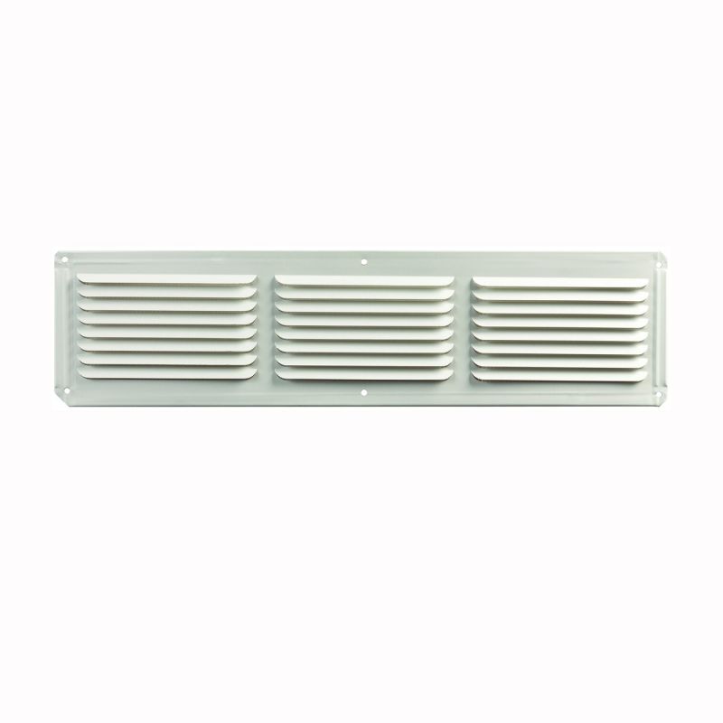 Master Flow EAC16X4W Undereave Vent, 4 in L, 16 in W, 26 sq-ft Net Free Ventilating Area, Aluminum, White White