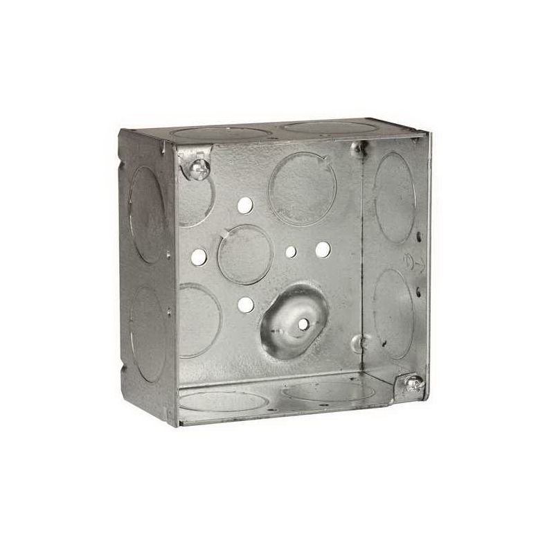 Raco 8233 Electrical Box, 2-Gang, 13-Knockout, 3/4, 1, 1/2 in, Steel, Gray, Flush, Surface Gray