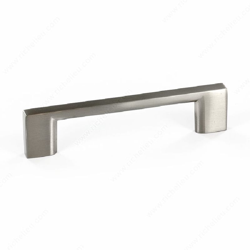 Richelieu BP905096195 Cabinet Pull, 5-1/32 in L Handle, 7/16 in H Handle, 1-11/32 in Projection, Aluminum/Metal Contemporary