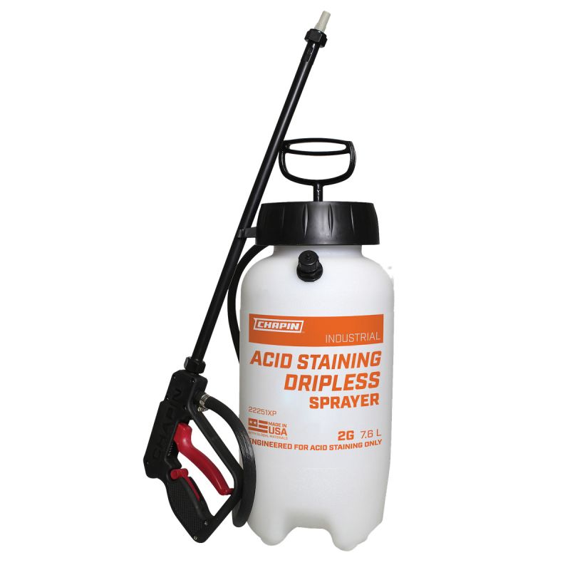 CHAPIN 22251XP Industrial Dripless Acid Cleaning Sprayer, 2 gal Capacity, Poly Tank, 42 in L Hose, Translucent 2 Gal, Translucent