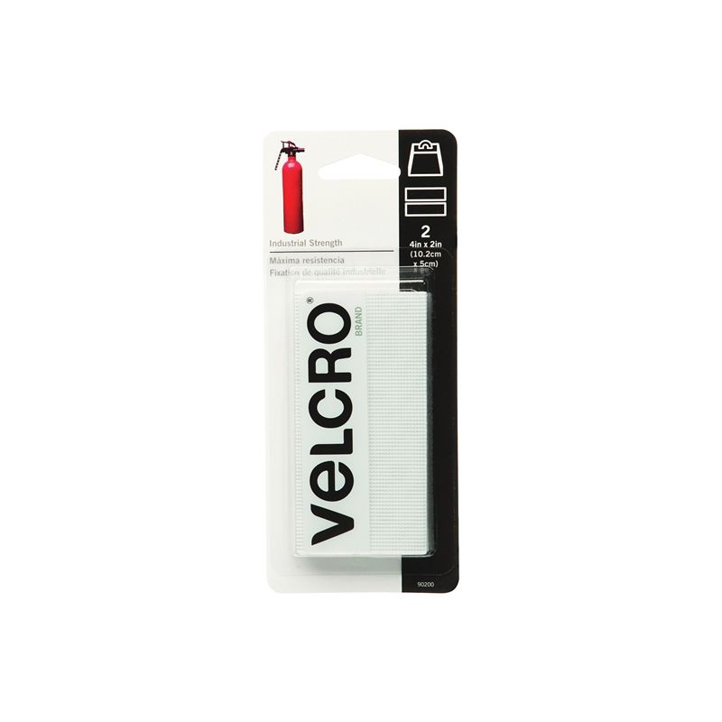 VELCRO Brand 90200 Fastener, 2 in W, 4 in L, Nylon, White, Rubber Adhesive White