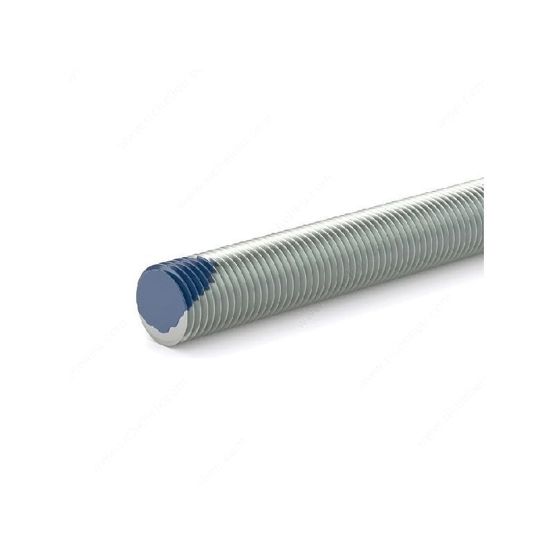 Reliable TRZ63212 Threaded Rod, #6-32 Thread, 12 in L, A Grade, Zinc, Blue, Machine Thread