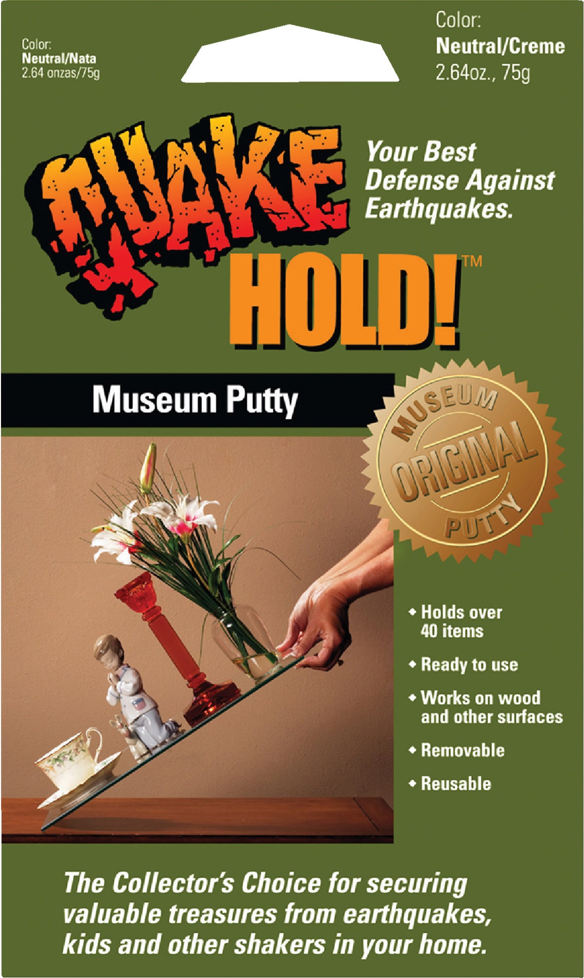 QUAKE HOLD! Ready America Quake Hold Museum Wax 4 Oz Clear Crystalline