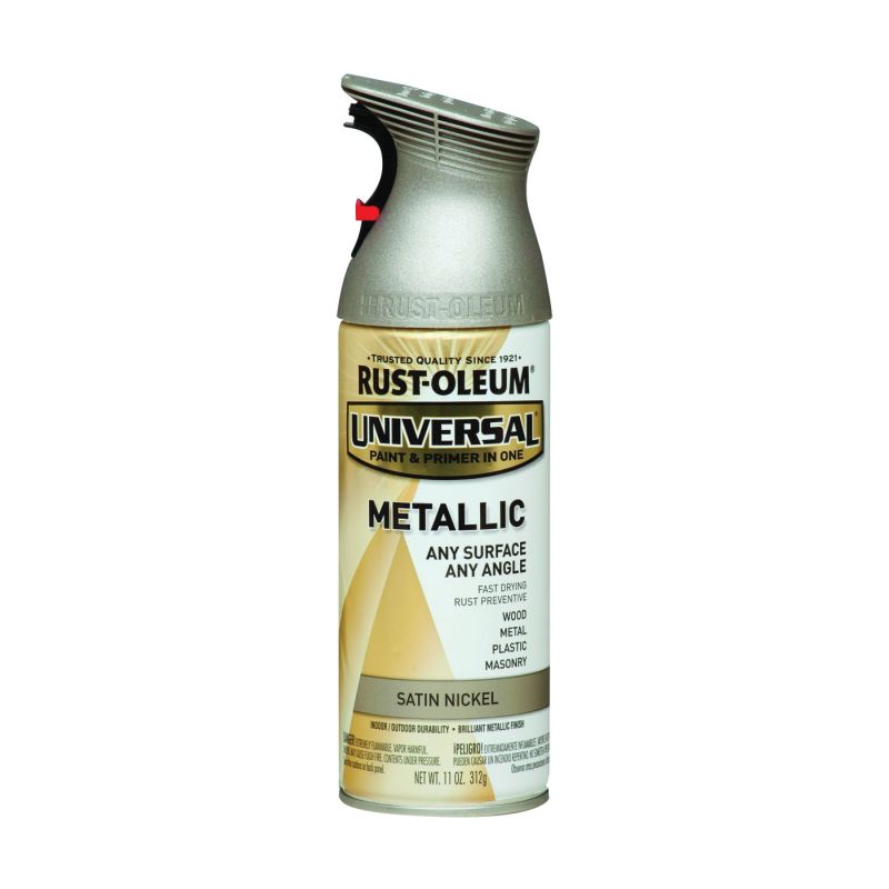 Rust-Oleum 249130 Metallic Spray Paint, Metallic, Satin Nickel, 11 oz, Can Satin Nickel