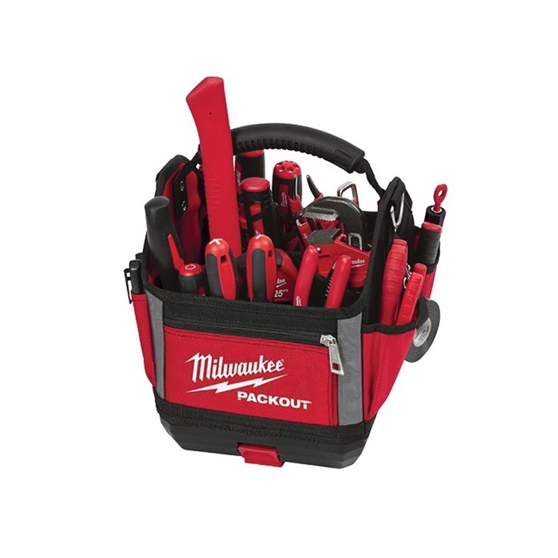 Milwaukee 48-22-8310 Tool Tote, 10 in W, 11 in D, 13 in H, 28-Pocket, Polyester, Red Red