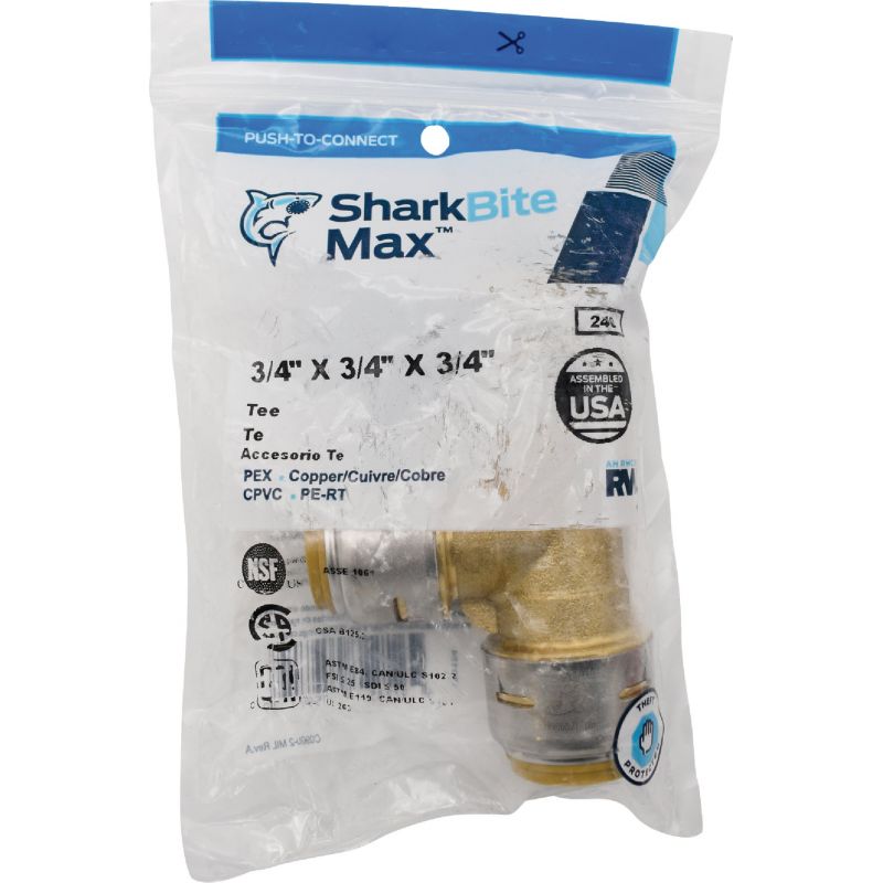 SharkBite Brass Push-to-Connect Tee 3/4 In. X 3/4 In. X 3/4 In.