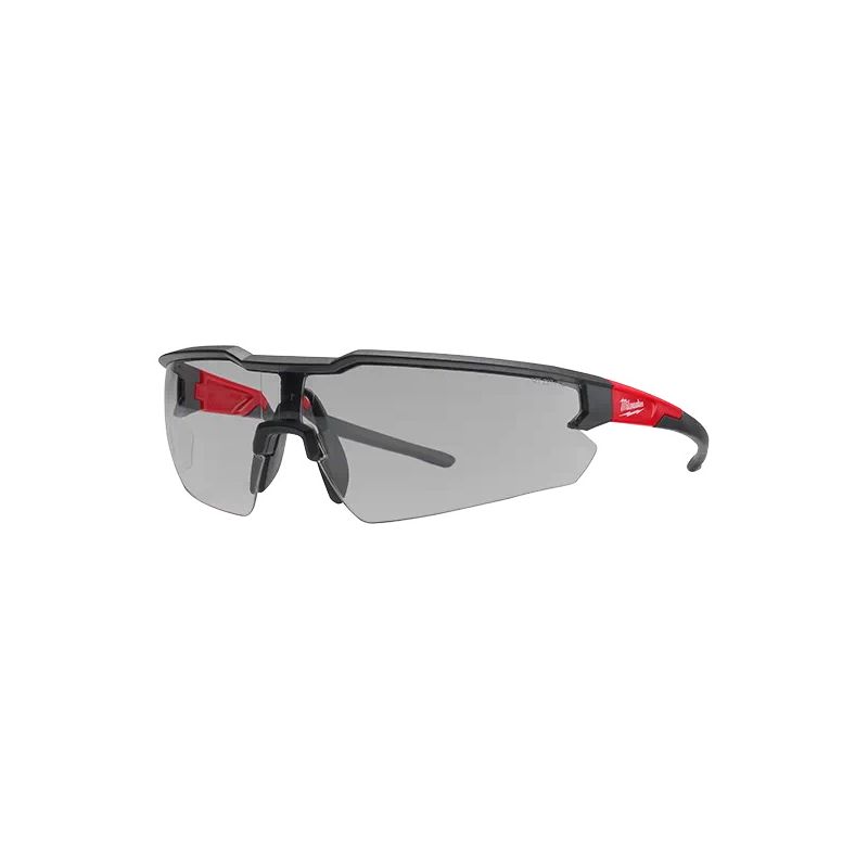 Milwaukee 48-73-2105 Safety Glasses, Unisex, Anti-Scratch Lens, Polycarbonate Lens, Plastic Frame, Black/Red Frame