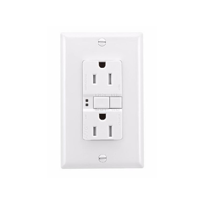 Eaton Wiring Devices TRAFGF15W-K-L Duplex Receptacle Wallplate, 2 -Pole, 15 A, 125 V, Back, Side Wiring, White White