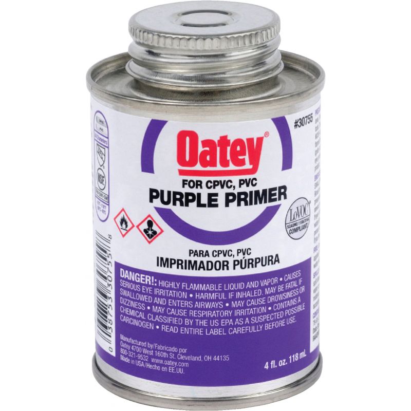 Oatey Purple Pipe and Fitting Primer for PVC/CPVC 4 Oz., Purple Tinted
