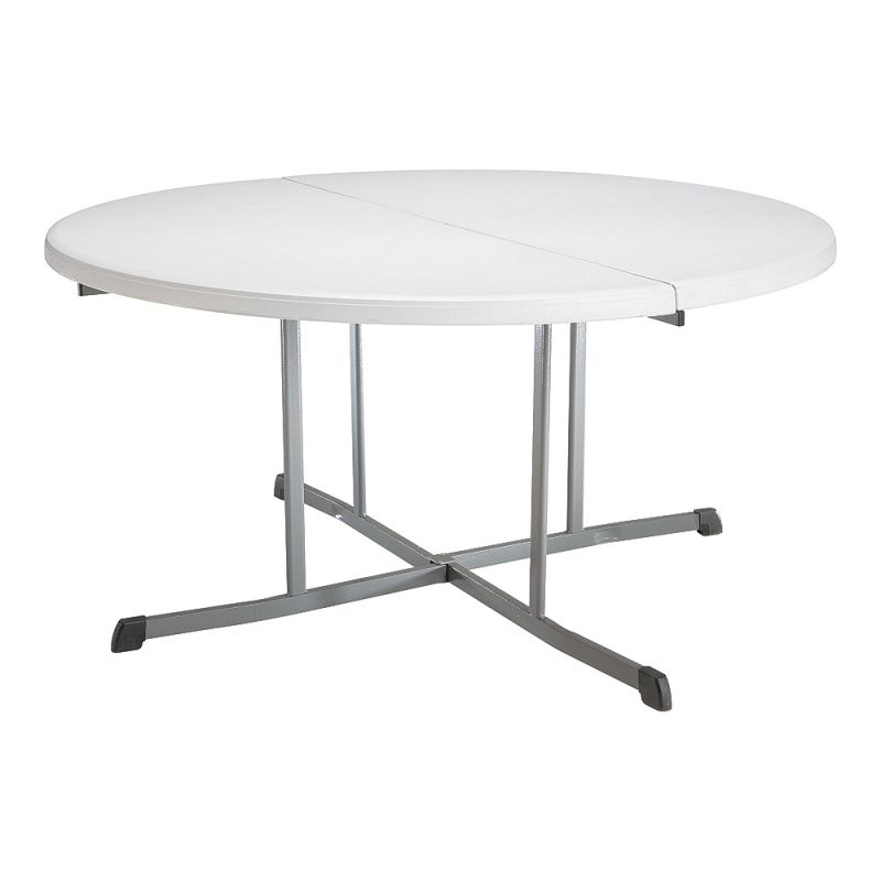 Lifetime Products 5402 Fold-in-Half Table, Steel Frame, Polyethylene Tabletop, Gray/White Gray/White