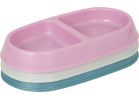 Petmate Double Bowl Pet Food Dish 7 Oz., Silver, Pink, Or Blue